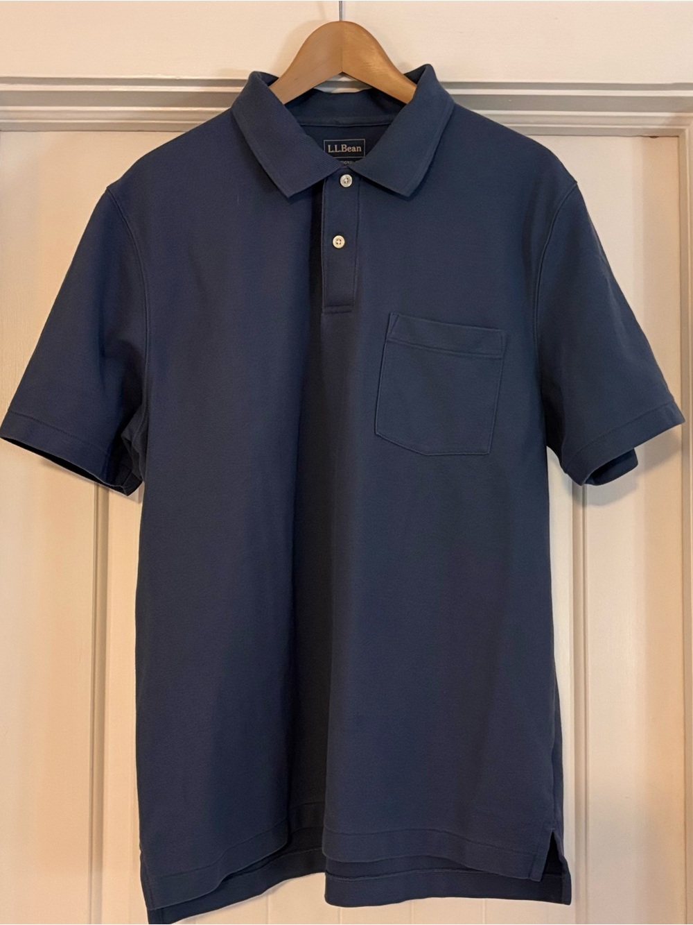 L.L. Bean Men's Dark Blue Short-Sleeve Pocket Polo